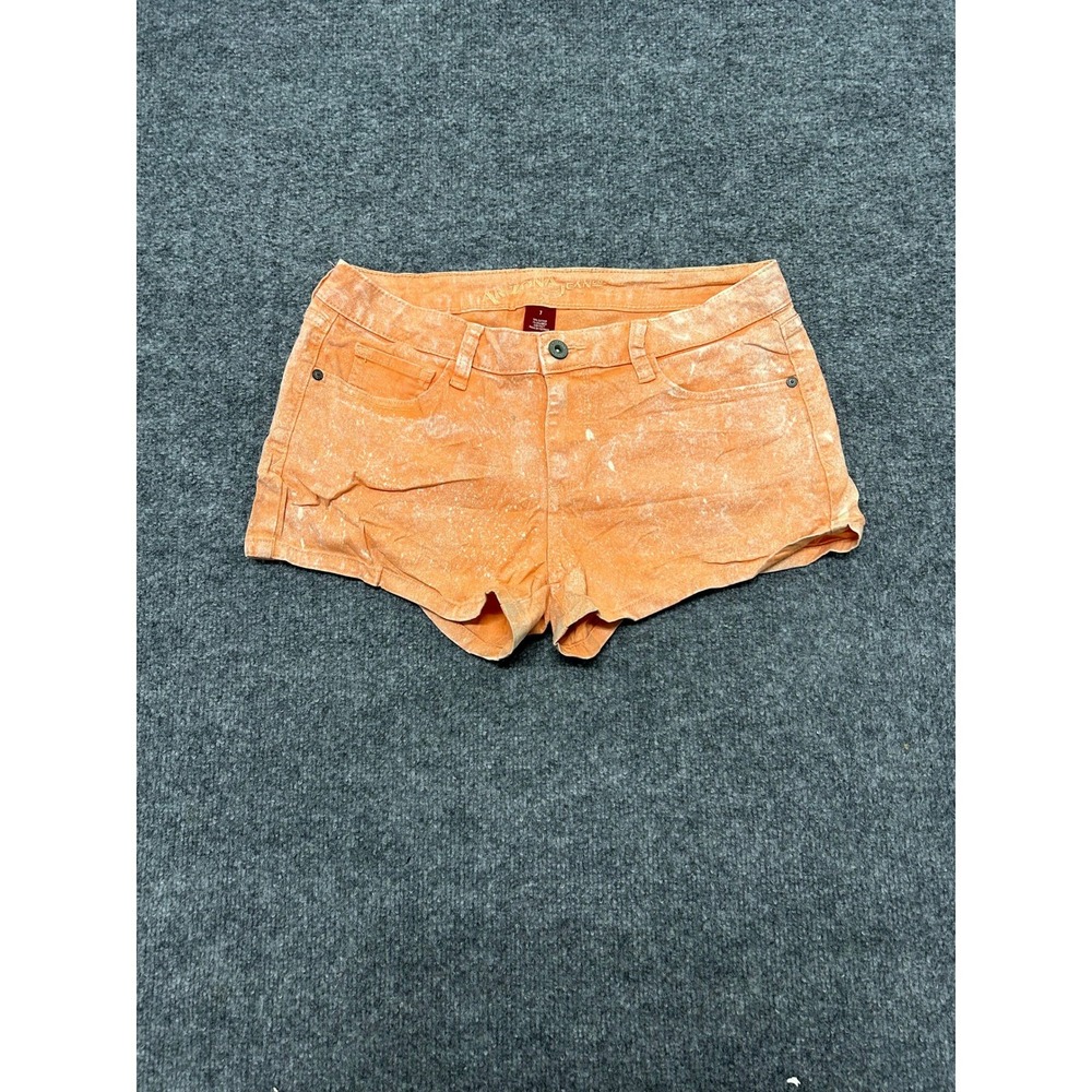 Arizona Jean Co Shorts Womens Size 7 Orange Acid Wash Low Rise Denim Mini